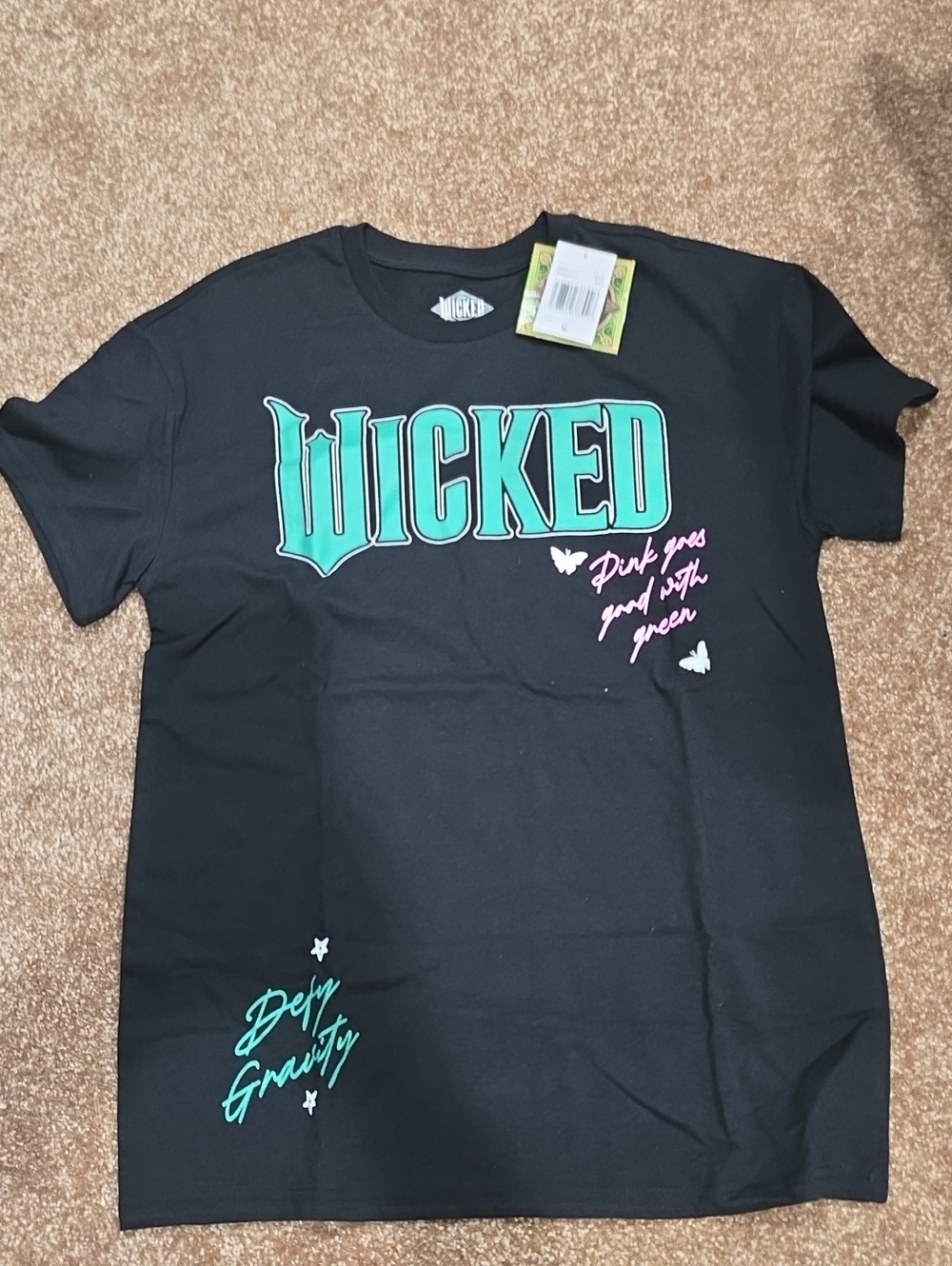 Wicked Graphic Tee - Black with Green & Pink Accents
